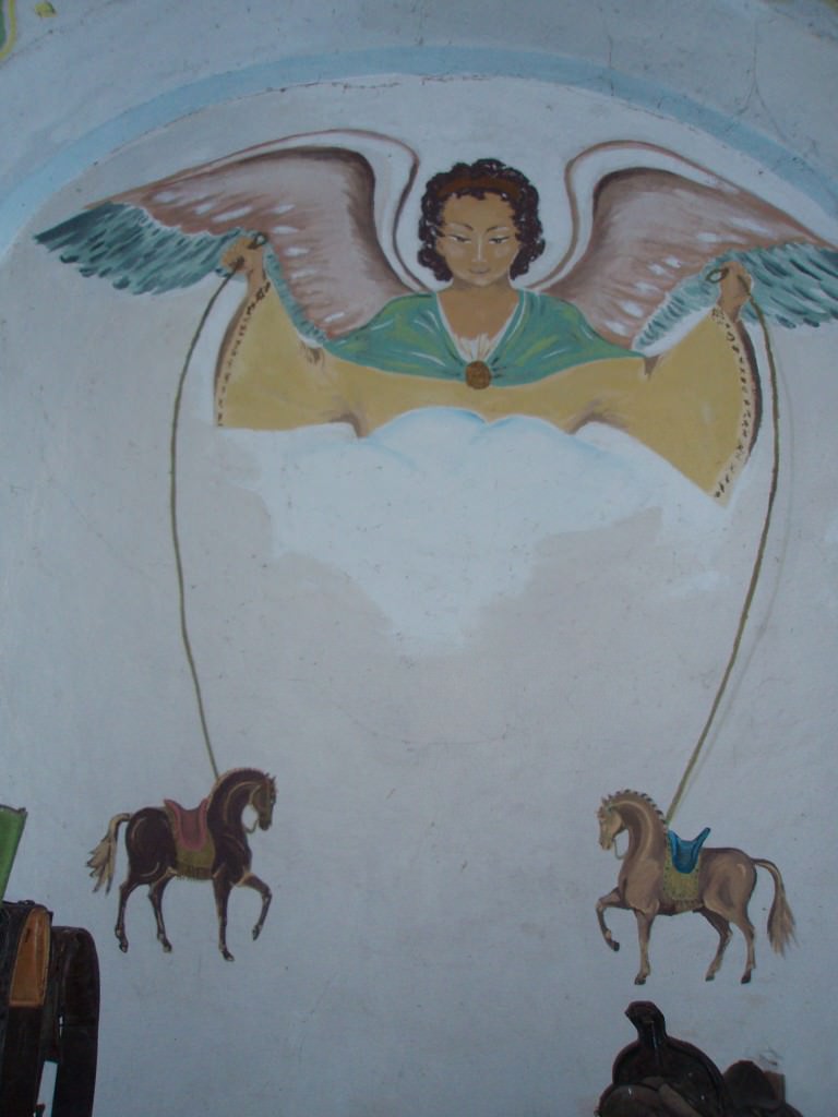 horses and angel