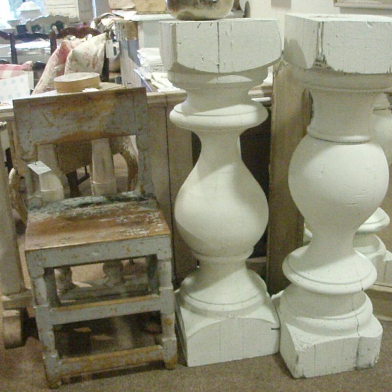 Huge wooden white painted balusters