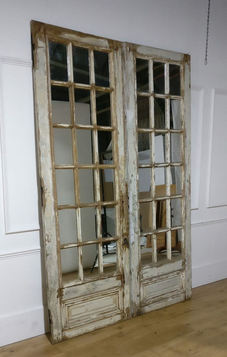 Pair of French mirrored oak doors