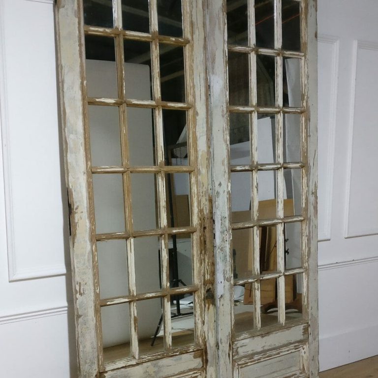 Pair of French mirrored oak doors