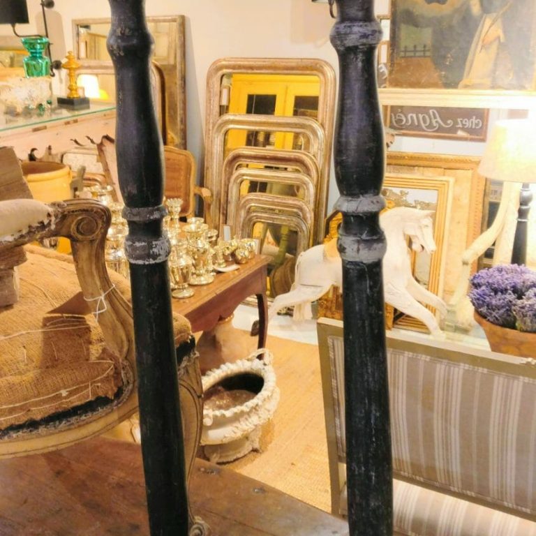 Pair of French wood pricket candlesticks