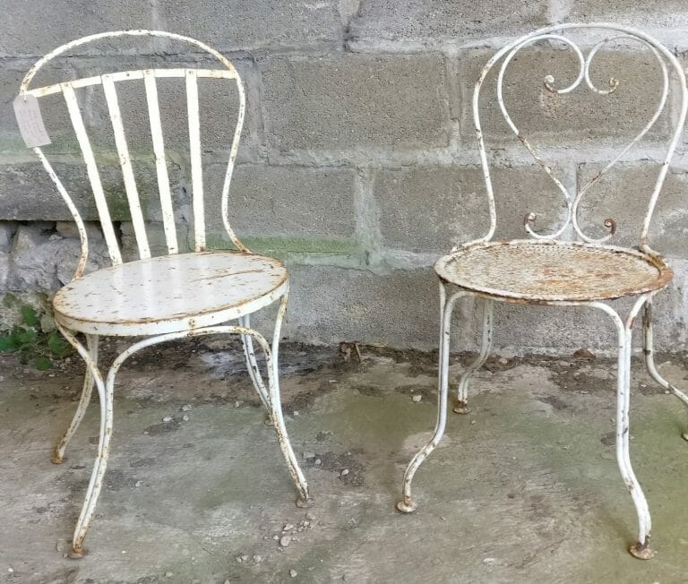 French white, metal garden chair