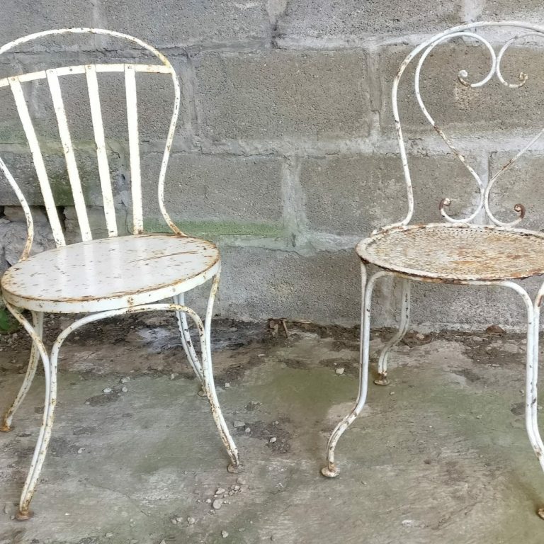 French white, metal garden chair