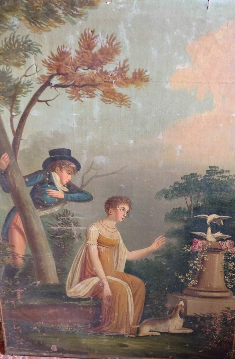 Early 19th century canvas depicting beauty and fidelity