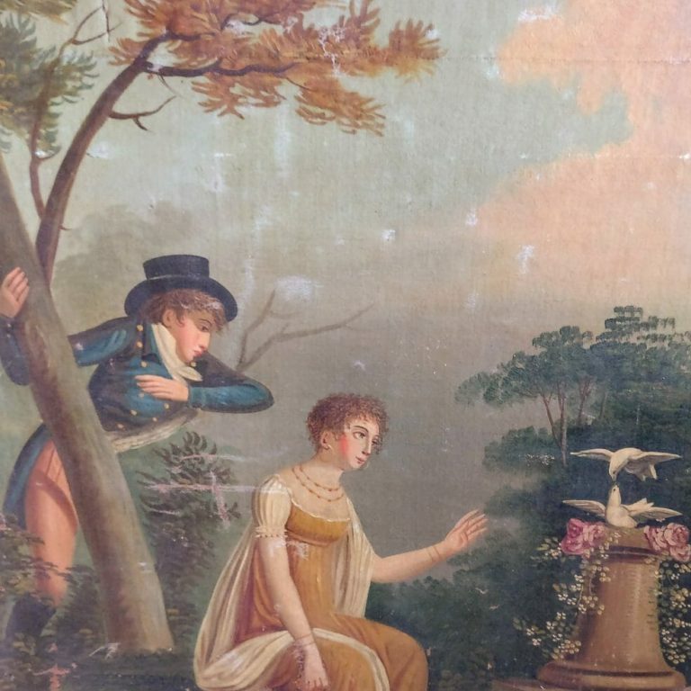 Early 19th century canvas depicting beauty and fidelity