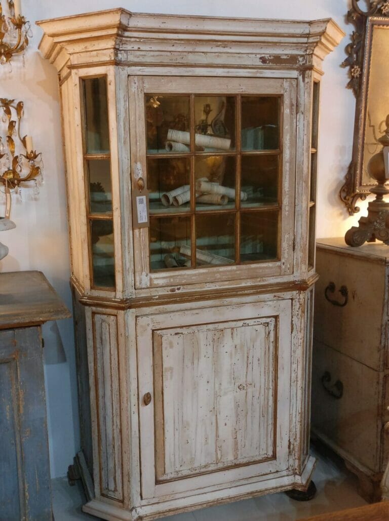 Part glazed tall Belgian cupboard