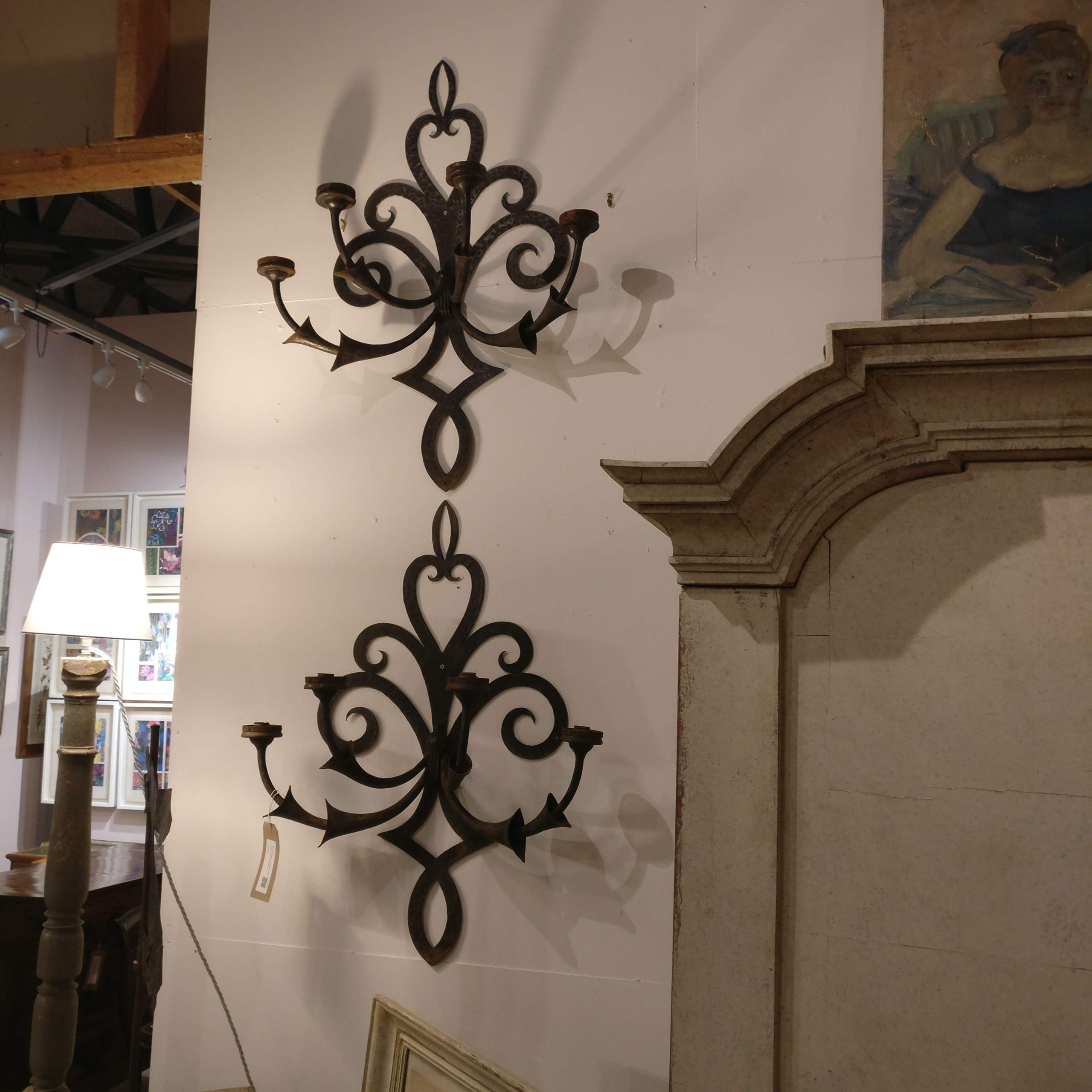 Pair of large metal wall appliques