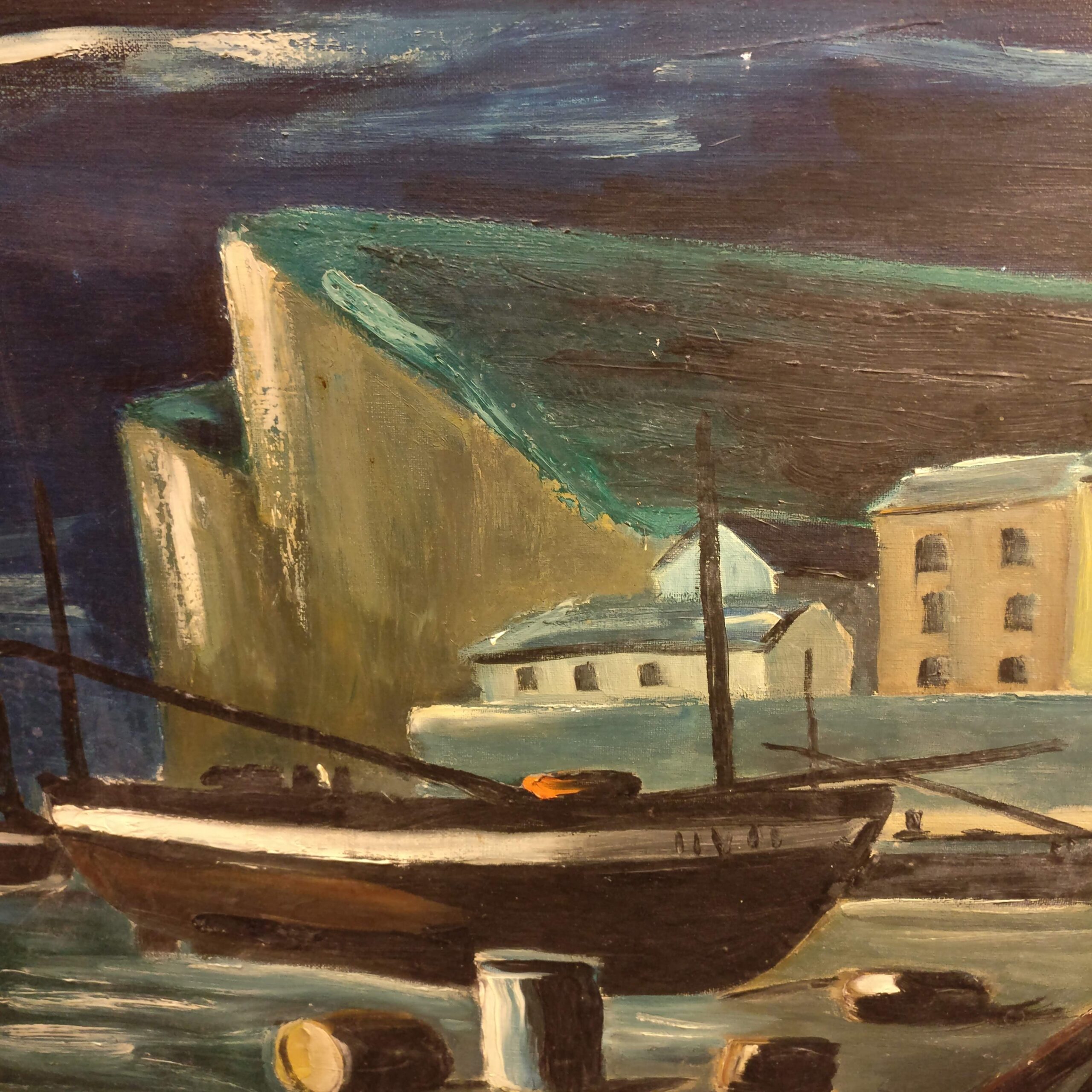 French port at night