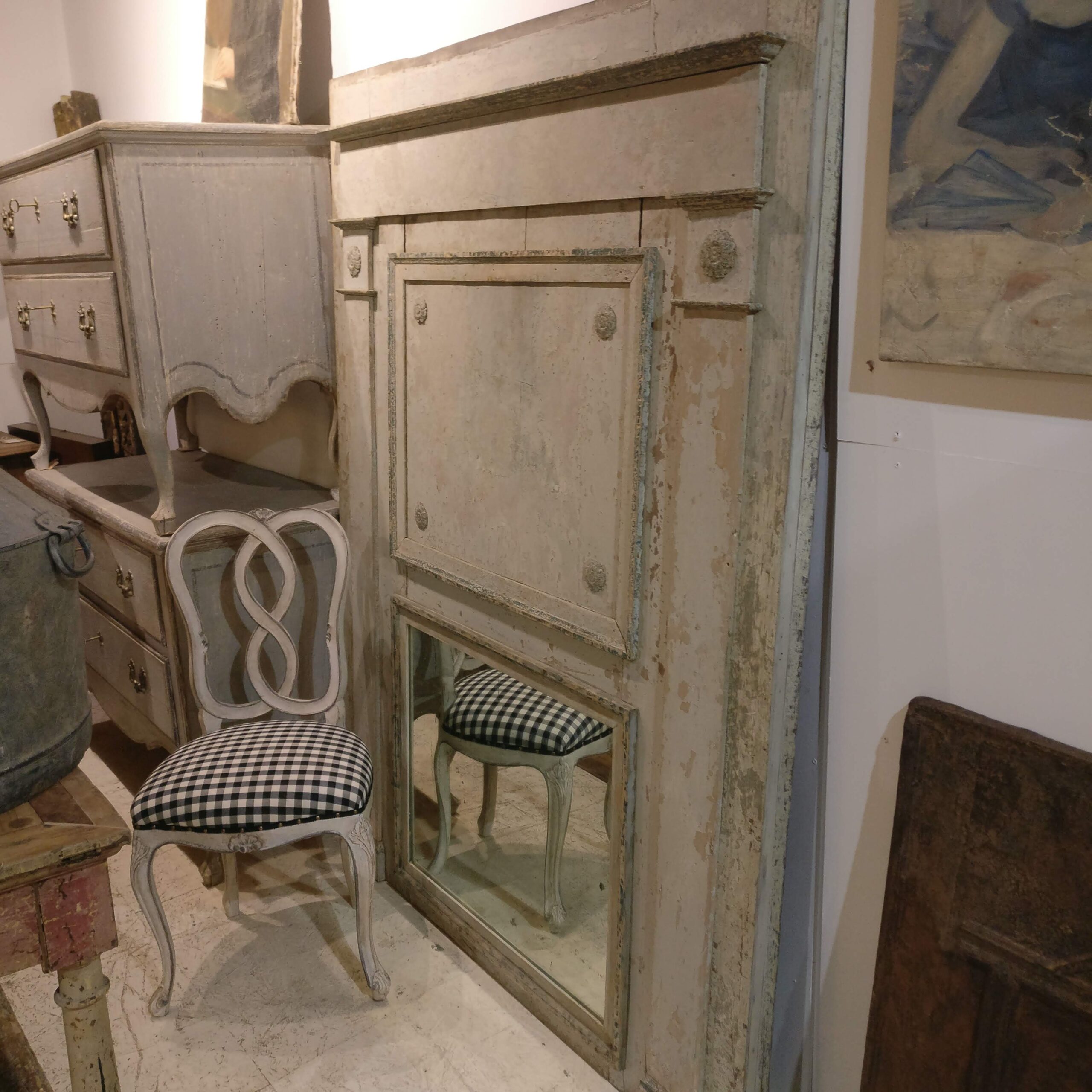 Large French trumeau mirror