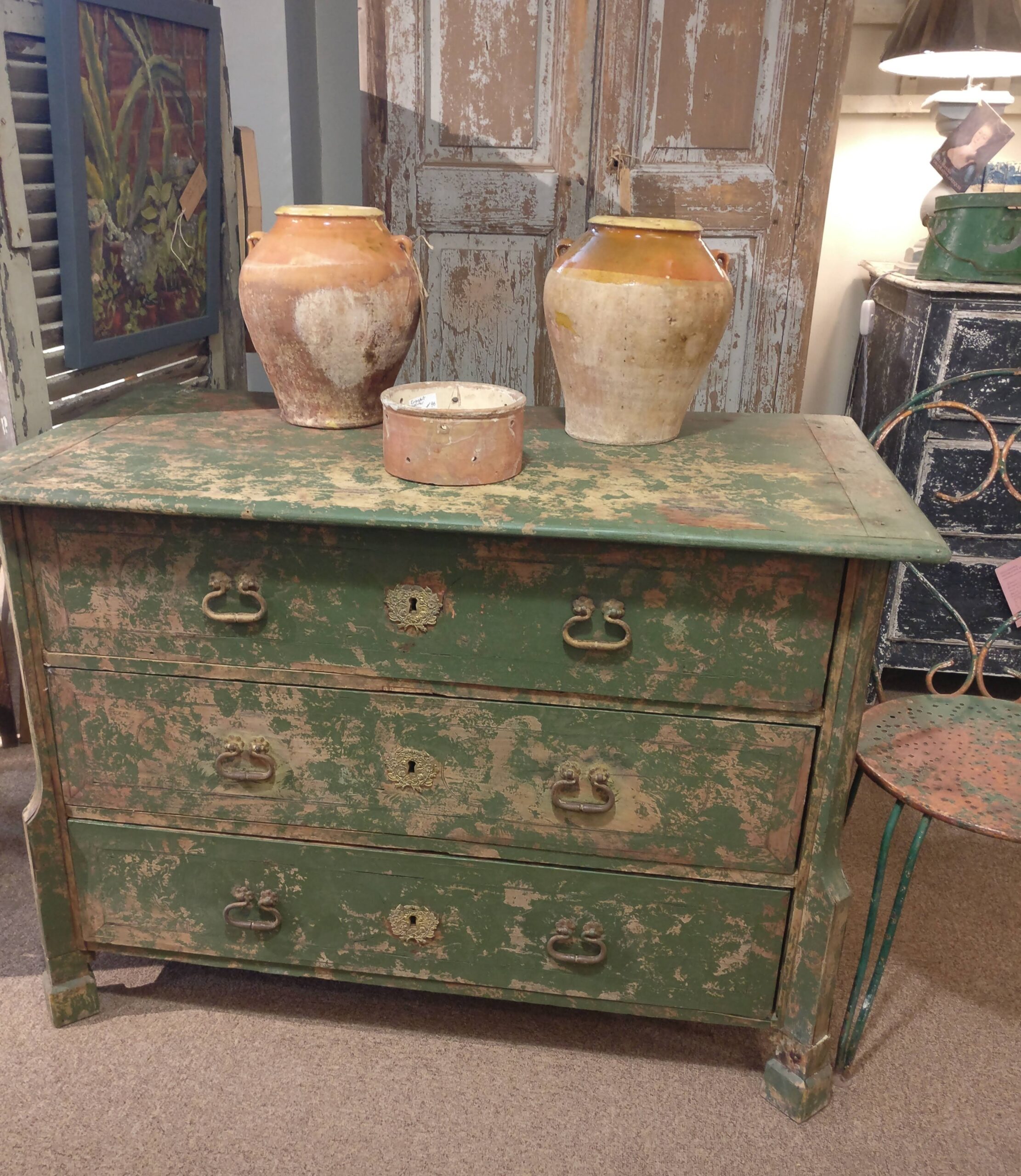 Green painted commode